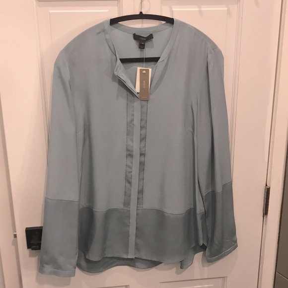 NWT J.Crew COLLECTION ladder-stitch silk blouse 12 - Picture 3 of 4